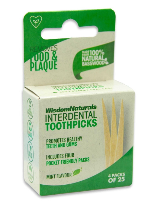 Wisdom Natural Toothpicks Thin Mint 4 x 25 Packs