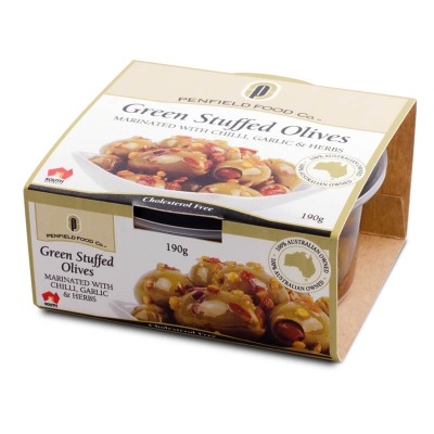 Penfield Green Stuffed Olives Chilli Garlic & Herbs 190g
