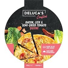 Deluca's Crafted Quiche Bacon Leek & Sun-Dried Tomato 800g
