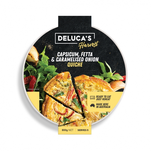 Deluca's Crafted Quiche Capsicum Fetta & Caramelised Onion 800g