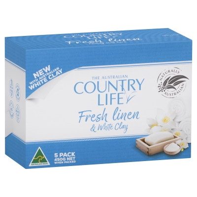 Country Life Soap Fresh Linen & Clay 5 Pack