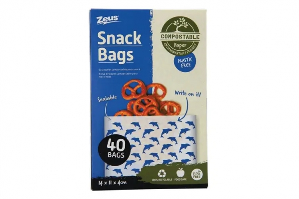Zeus Compostable Snack Bags 40 Pack