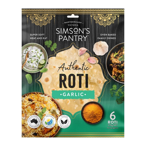 Simson's Pantry Roti Garlic 6 Pack 270g