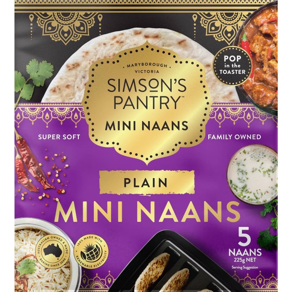 Simson's Pantry Mini Naans Plain 5 Pack 225g
