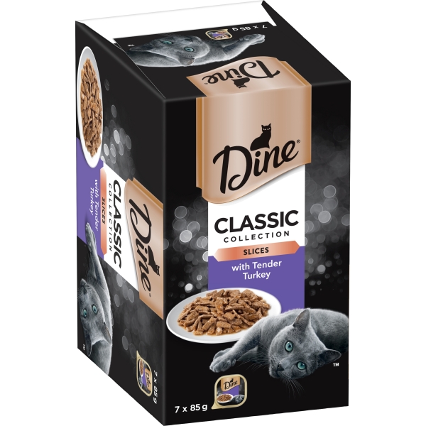 Dine Cat Food Slices with Tender Turkey 7 x 85g
