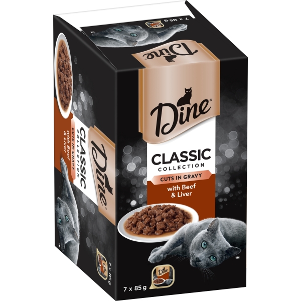 Dine Cat Food Cuts in Gravy Beef & Liver 7 x 85g