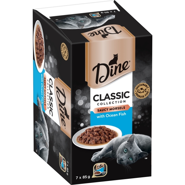 Dine Cat Food Saucy Morsels with Ocean Fish 7 x 85g