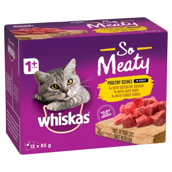 Whiskas So Meaty Poultry In Gravy 12 x 85g