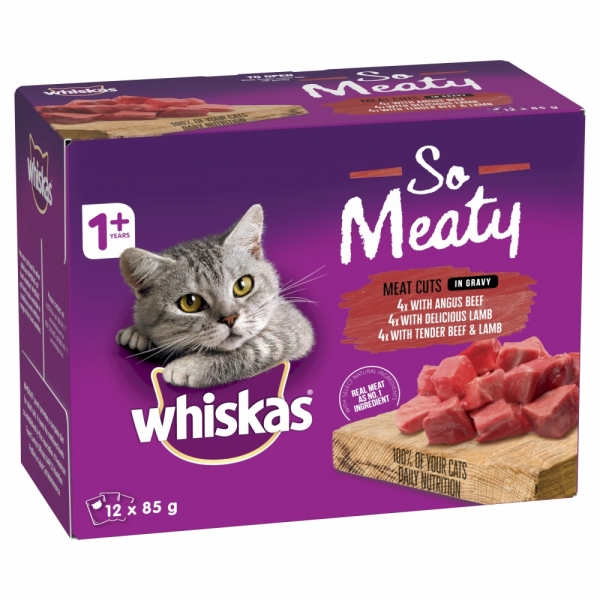 Whiskas So Meaty Meat Cuts In Gravy 12 x 85g