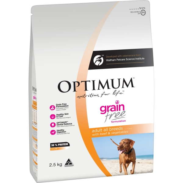 Optimum Adult Dry Dog Food Grain Free Beef & Vegetables 2.5kg