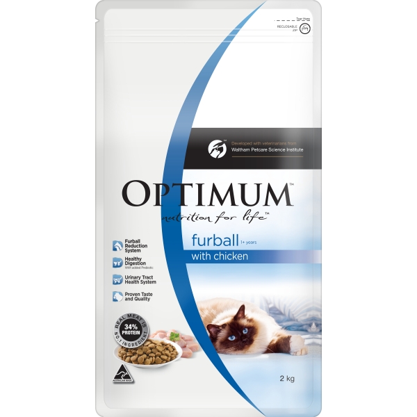 Optimum Adult Dry Cat Food Furball Chicken 2kg