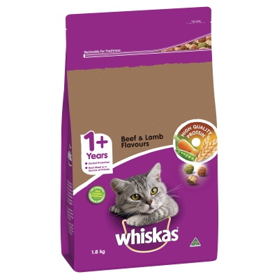 Whiskas Dry Cat Food Beef & Lamb 1.8kg