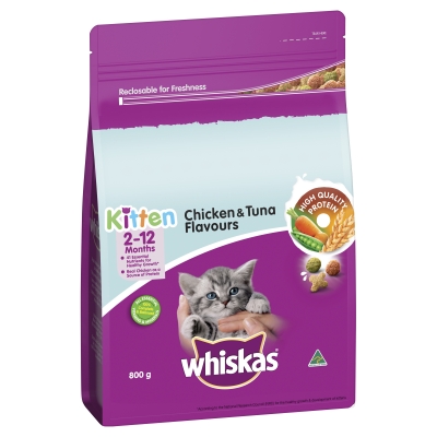 Whiskas Kitten Dry Cat Food Chicken & Tuna 800g
