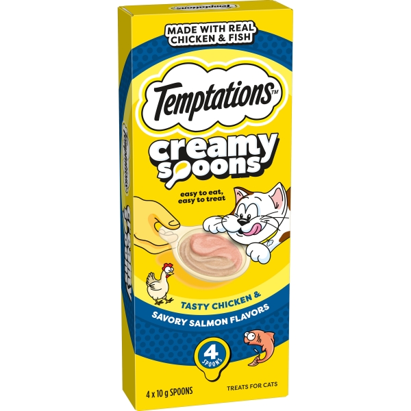 Temptations Cat Treats Creamy Spoons Chicken & Salmon 4 x 10g