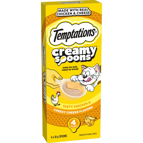 Temptations Cat Treats Creamy Spoons Chicken & Cheese 4 x 10g