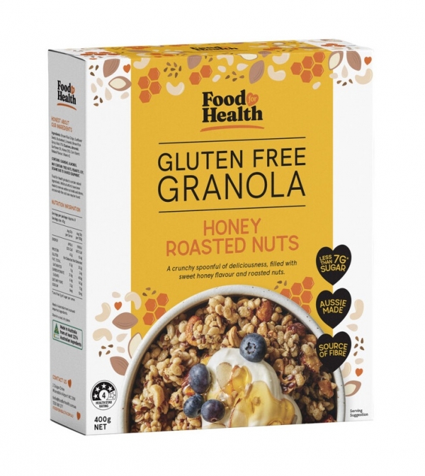 Food For Health Gluten Free Granola Honey Roasted Nuts 400g
