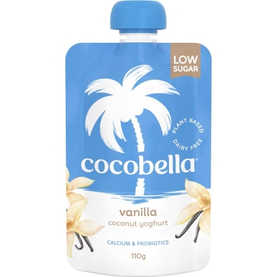 Cocobella Coconut Yoghurt Pouch Vanilla Low Sugar 110g