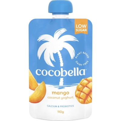 Cocobella Coconut Yoghurt Pouch Mango Low Sugar 110g