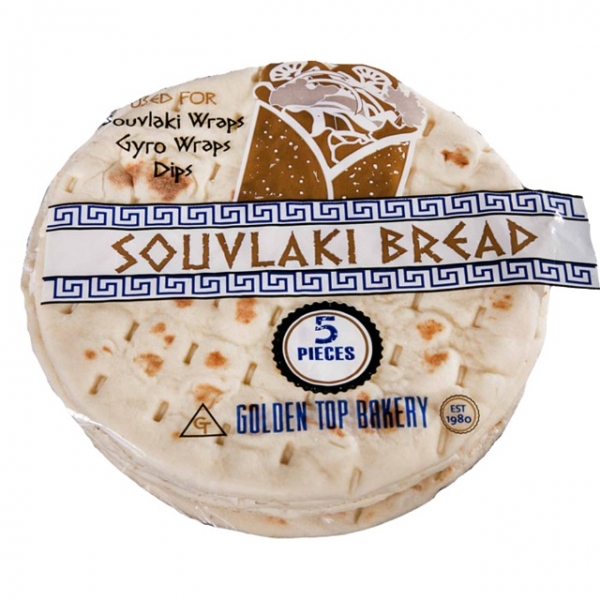 Golden Top Bakery Souvlaki Bread Frozen 5 Pack 490g
