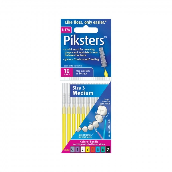 Piksters Interdental Brushes Yellow Size 3 10pk