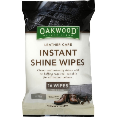Oakwood Instant Shine Leather Wipes 16 Pack