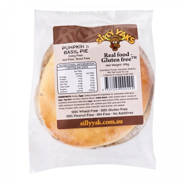 Silly Yaks Gluten Free Pumpkin & Basil Pie 190g