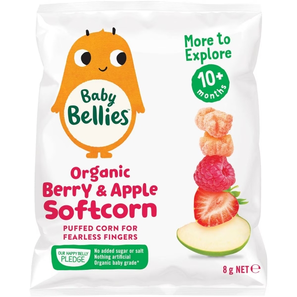Baby Bellies Organic Softcorn Berry & Apple 10+ Months 8g