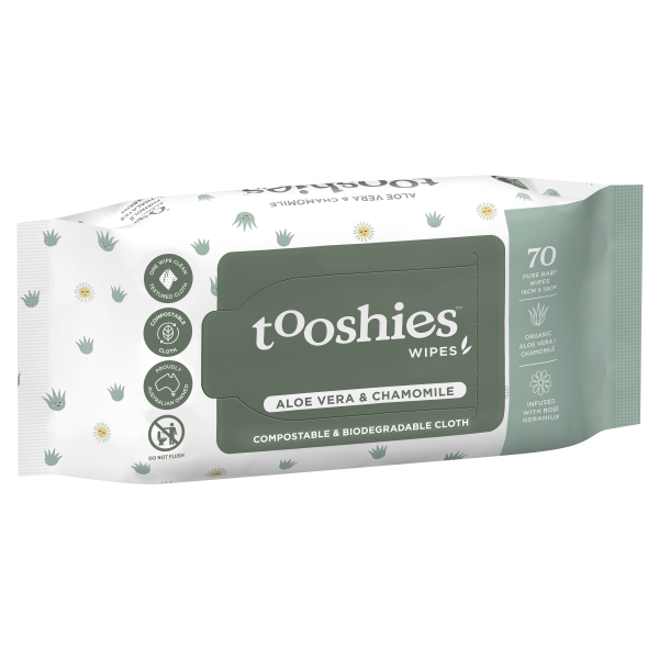 Tooshies Baby Wipes Aloe Vera & Chamomile 70pk