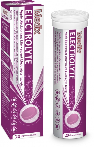Medix Electrolyte Effervescent Tablets Blackcurrant 20 Pack
