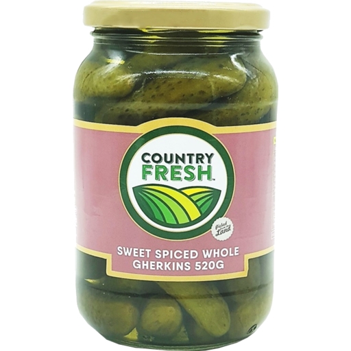 Country Fresh Gherkin Sweet Spiced Whole 520g