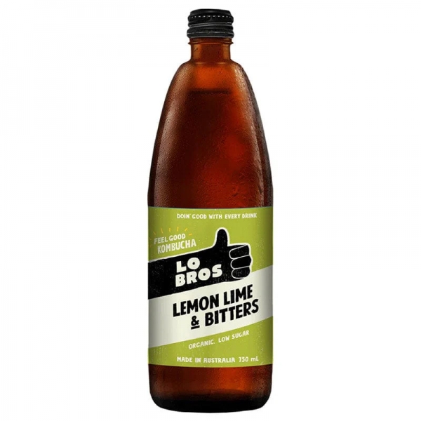 Lo Bros Lemon Lime & Bitters Kombucha Soda 750ml