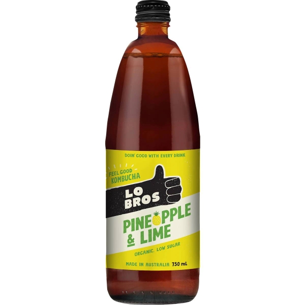 Lo Bros Organic Kombucha Pineapple & Lime 750ml