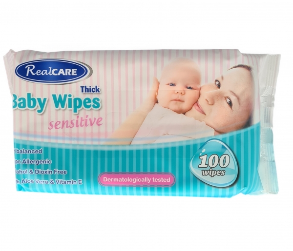 Real Care Thick Baby Wipes Sensitive 100 Pack
