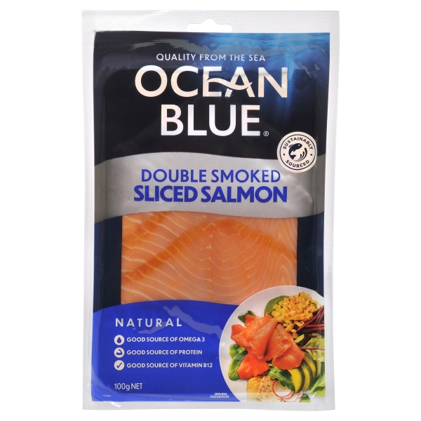 Ocean Blue Double Smoked Sliced Salmon Natural 10 Pack 100g