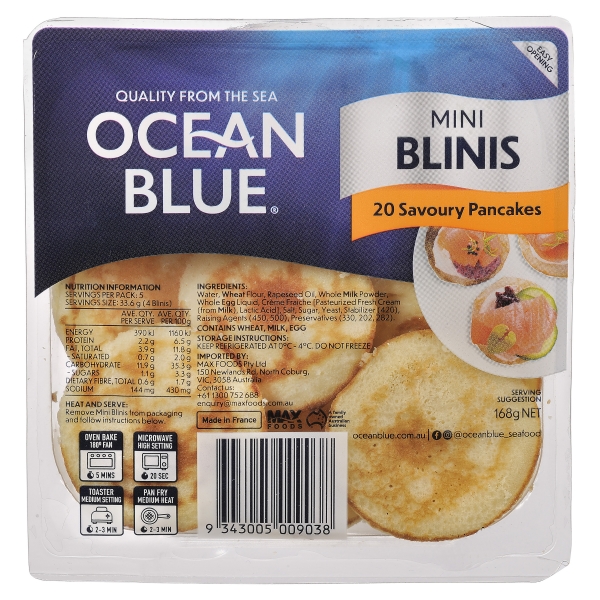 Ocean Blue Mini Blinis 20 Pack 168g