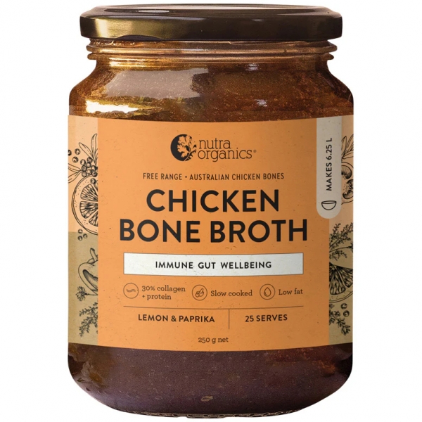Nutra Organics Chicken Bone Broth Concentrate Lemon & Paprika 250g