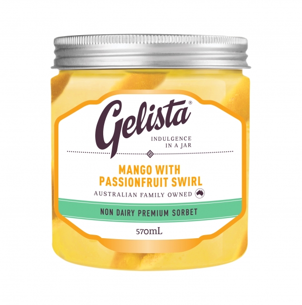 Gelista Mango With Passionfruit Swirl Non Dairy Sorbet 570ml