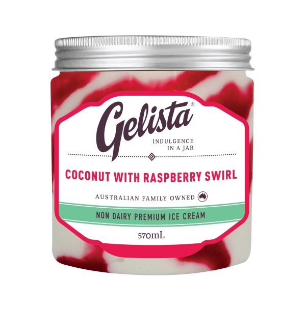 Gelista Coconut With Raspberry Swirl Non Dairy Ice Cream 570ml