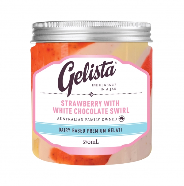 Gelista Strawberry With White Chocolate Swirl Gelati 570ml