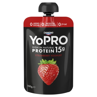 Danone Yoghurt YoPro Strawberry Pouch 150g