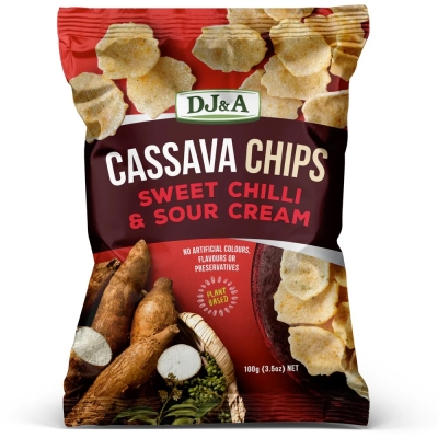 DJ & A Cassava Vege Chips Sweet Chilli & Sour Cream 100g