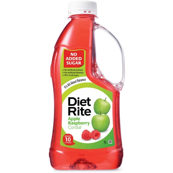 Diet Rite Cordial Apple Raspberry 1lt