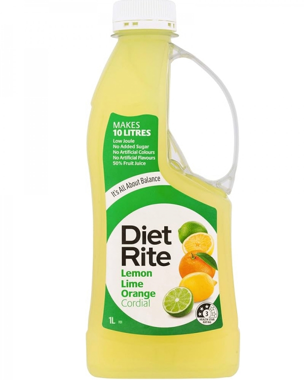 Diet Rite Cordial Lemon Lime Orange 1lt