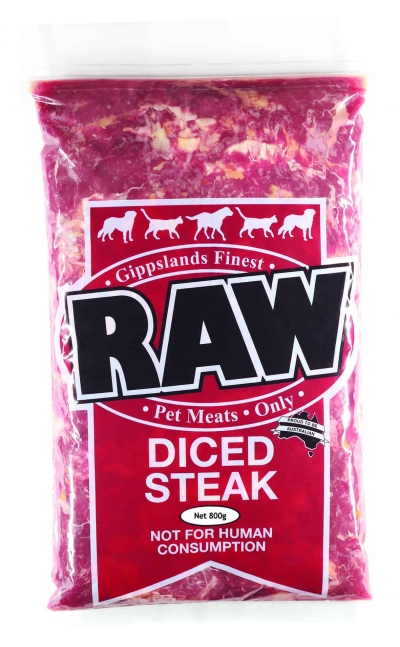 Raw Pet Steak Diced 800g