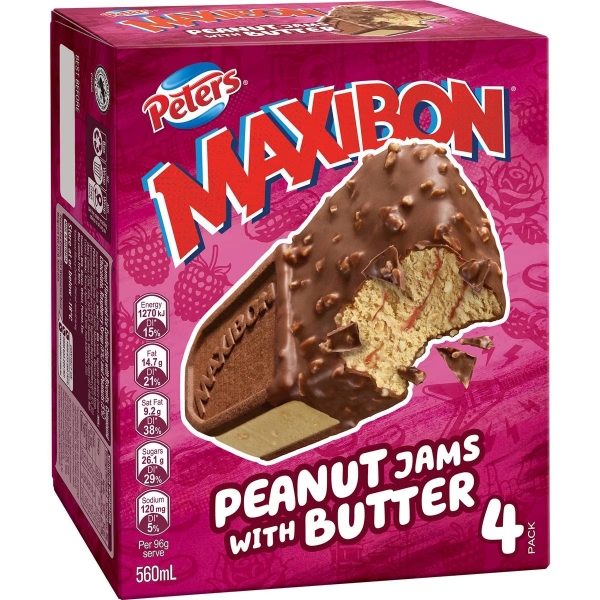 Peters Maxibon PB&J 4 Pack 560ml