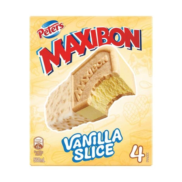 Peters Maxibon Vanilla Slice 4 Pack 560ml