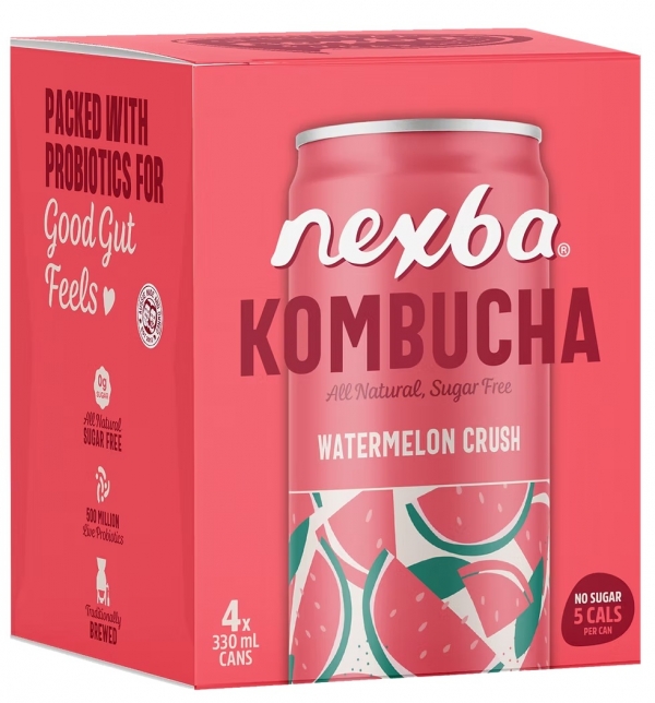 Nexba Kombucha Watermelon Crush 4 x 330ml Cans