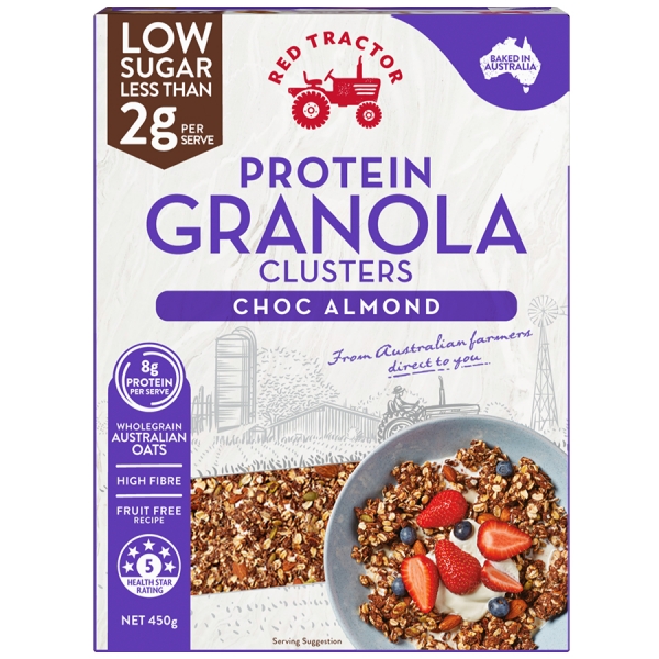 Red Tractor Protein Granola Clusters Choc Almond 450g