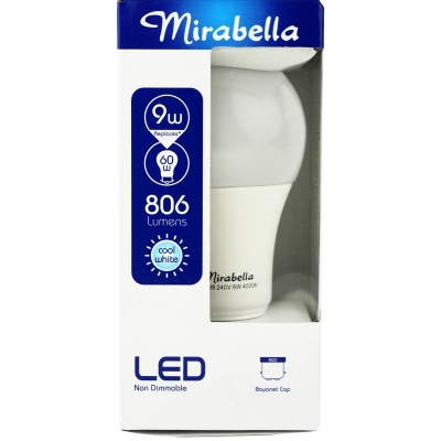 Mirabella Globe LED Bayonet Cap Pearl Cool White 9W