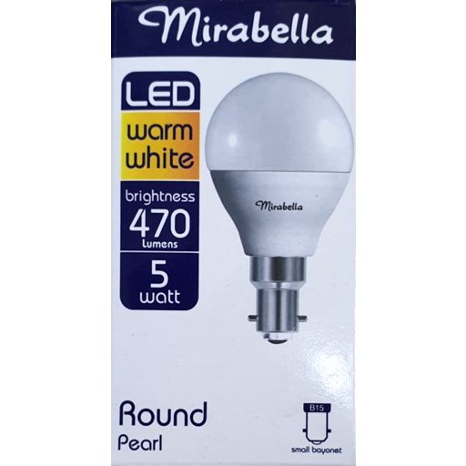 Mirabella Globe LED Small Bayonet Cap Round Pearl Warm White 5W